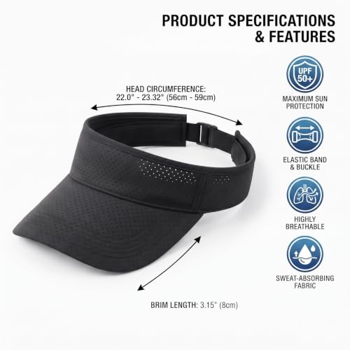 Image of 5 Pack Cooling Quick Dry Sun Visors, Unisex Empty Top Breathable Sun Protection Mesh Hats for Outdoor Activities