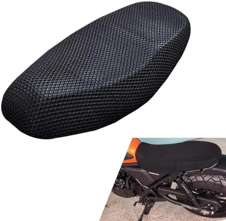 Bawkars Motorcycle Seat Cover, 3D Spacer Mesh Fabric Protector Cushion, Anti-Slip Flexible Seat Protector, Universal for Scooter Moped Electric Vehicles (Black #L)