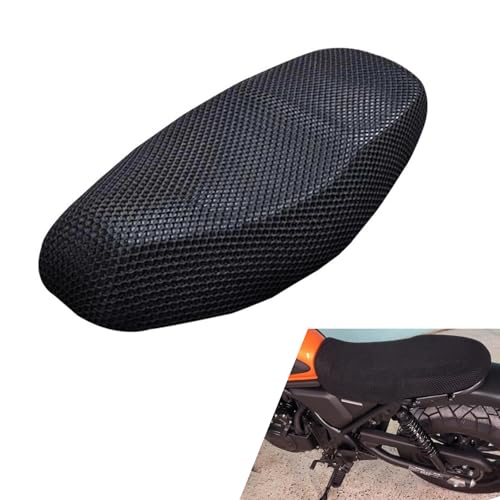 Bawkars Motorcycle Seat Cover, 3D Spacer Mesh Fabric Protector Cushion, Anti-Slip Flexible Seat Protector, Universal for Scooter Moped Electric Vehicles (Black #L)