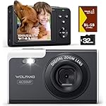 WOLFANG Cámara Digital Portátil Compacta, cámara I...: 【Cámara digital 4K para todas las edades】Descubra la sencillez del vídeo 4K y las imágenes de 56 MP, ideales para capturar los momentos de la vida con un funcionamiento familiar. Esta cámara digital 4K es un punto de partida ideal para niños y adoles...