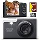 WOLFANG Digitalkamera, 4K Kinderkamera für Fotografie, 56MP kompakte Vlogging-Kamera, 16X Digitalzoom Fotoapparat Klein Einfache Bedienung, Autofokus Digitalkameras, Geschenk für Kinder Anfänger