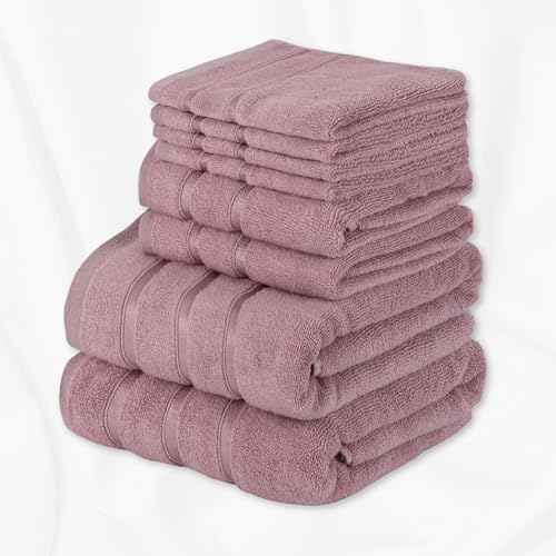 Luzia Bamboo Viscose Bath Towel Set – 500 GSM Luxury Towels – Ultra Soft & Absorbent Spa Quality Towels – Desert Bloom (Rose)