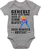 Shirtracer Baby Body Junge Mädchen - Geheult wird erst wenn es stark blutet I Eishockey Geschenk Eishockey Geschenkideen Ice Hockey Fans - 6/12 Monate - Grau meliert - für eishockeyfans geschenke fan