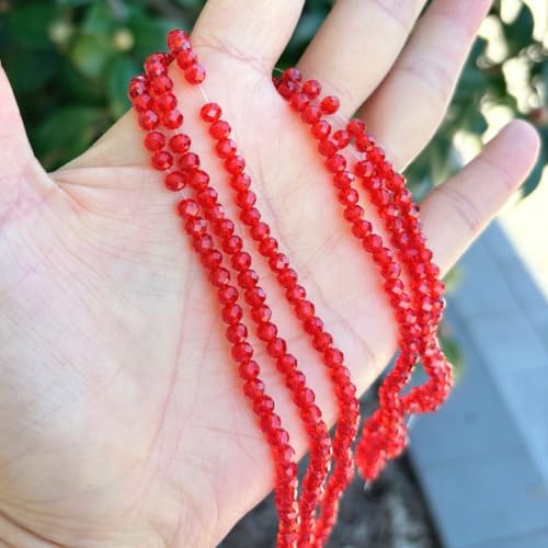 Image of 1000pcs Czech Faceted Rondelle Crystal Glass Loose Beads 4mm Small Tiny Spacer Bulk Light Siam Red for DIY Craft Jewelry Making CCR406