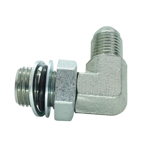 Image of 1 Piece Hydraulic Fitting 3 /8 Male JIC (9 /16 inch-18) X M16 x 1.5 Male Metric 90 Degree Elbow Adapter