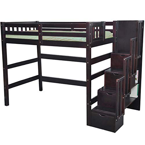 Scanica Staircase Twin Loft Bed With Storage Espresso #TOP4
