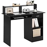 Yaheetech Scrivania per Computer Tavolo per PC Scrivania per Laptop da Ufficio con Cassetto Postazione di Lavoro Scrittoio da Studio Grande Nero