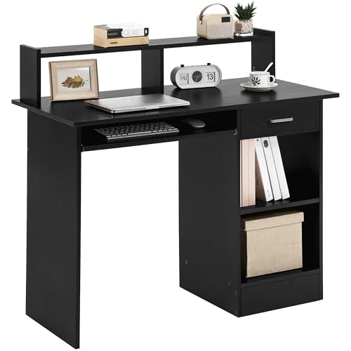 Yaheetech Scrivania per Computer Tavolo per PC Scrivania per Laptop da Ufficio con Cassetto Postazione di Lavoro Scrittoio da Studio Grande Nero