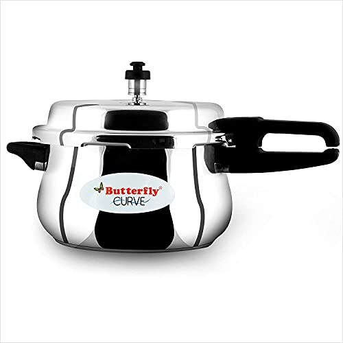 Image of Butterfly Stainless Steel 5.5-Liter Curve Pressure Cooker, Large, Silver (Single Pack)
