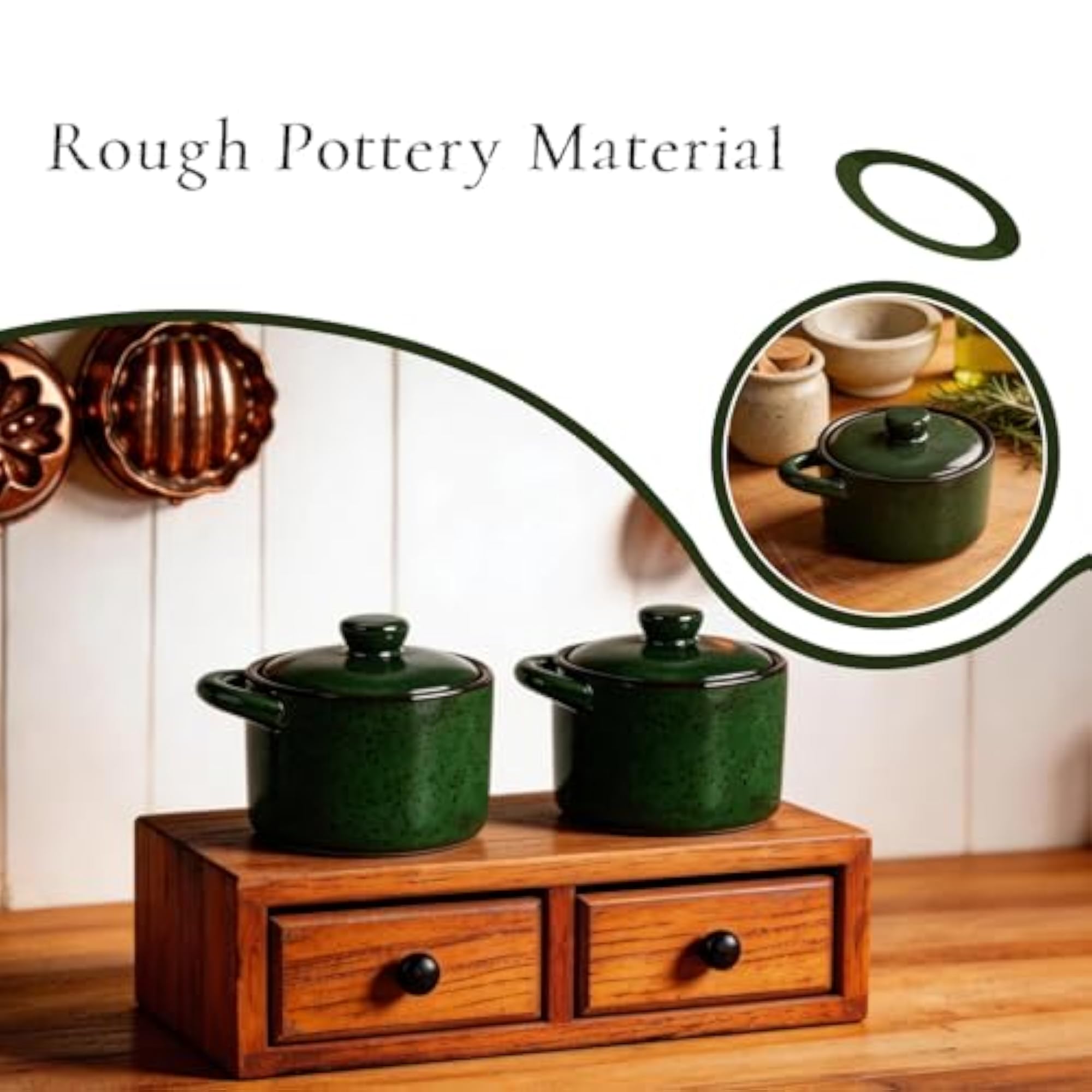Rustic Ceramic Salt Cellar with Wooden Spoon