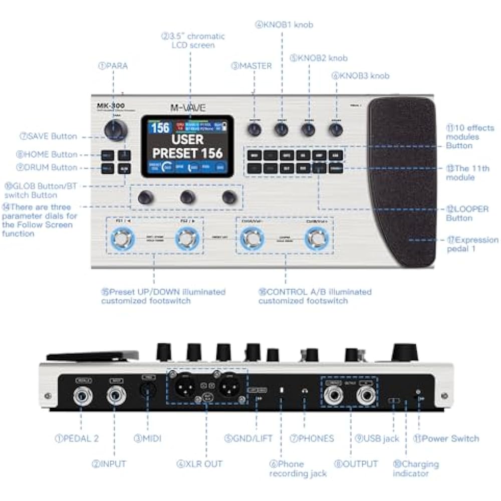 M-KVIVE MK-300 Guitar Multi-Effects Processor Pedal with India | Ubuy