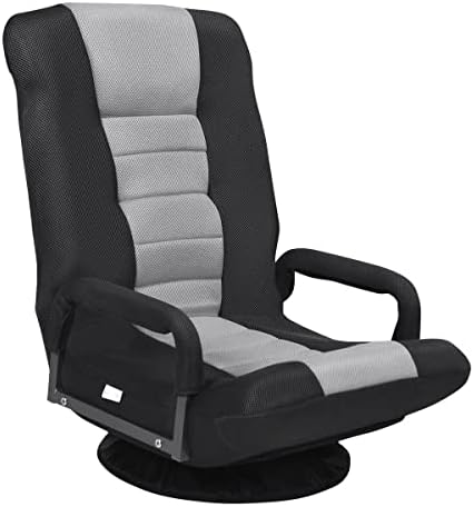 COSTWAY Folding Sofa Chair, 360 Degree Swivel 6-Position Adjustable Lazy High-Back Seat with Handrails, Home Office Living Room Study Furniture Reclining Lounge Chairs (Grey)