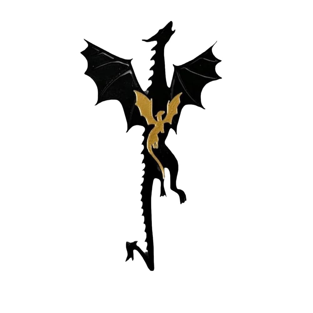 SPAYEIM Marcapáginas de dragón, marcadores de fantasía, dragones negros y dorados con sol y nubes, marcador negro, regalo para los amantes de los libros, marcadores geniales (C)