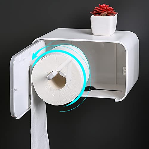 Ludrop Self Adhesive Toilet Paper Holder,Paper Towel Dispenser,Toilet Roll Holder Wall Mounted,Wall-Mounted Double Layer Waterproof Tissue Box Plastic Bath Toilet Paper Holder Punch-Free #TOP4