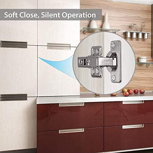 Cabinet Hinges Kitchen Cupboard Hinges, Bedroom Wardrobe Door Hinges for Bathroom Bedroom Dining Room Full Overlay Mute Hydraulic Soft Close Hinges, Folded Door Hinges with Screws, Pack of 8 Sets