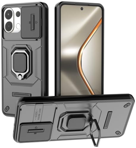 Image of Kapa Armor Slider Back Cover for Oppo K13 5G | Inbuilt Ring + Camera Slider Shockproof Lens Protection Bumper Back Case (Black)