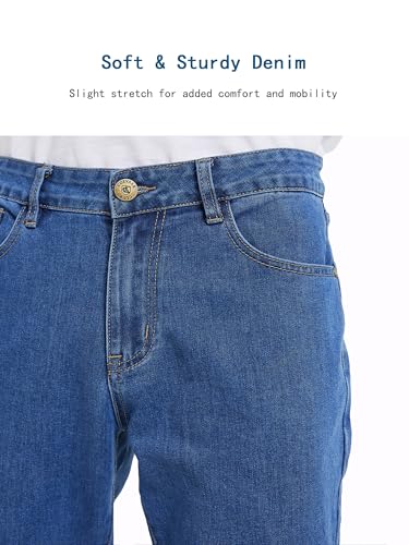 COEVLAS Club Men's Straight Leg 5-Pocket Regular Fit Workwear Flex Jeans (32L 2# Blue 42W)4