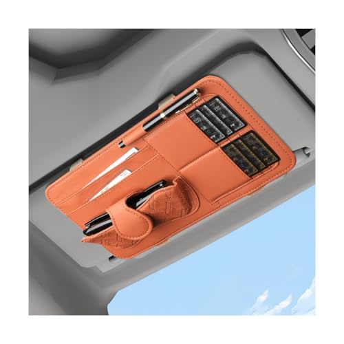 Sandfren Car Sun Visor Organizer, Leather Multi Pocket Vehicle Visor