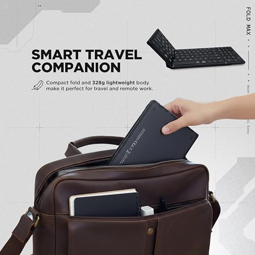 Image of acer Fold Max | 99 Keys Full-Size Foldable Bluetooth Keyboard | BT 5.0 | Rechargeable 180mAh Battery | USB-C Fast Charging | 51H Use | Portable ABS Build | Black | Windows /Mac /Android Compatible