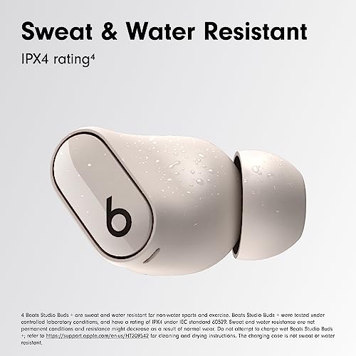 Image of Beats Studio Buds + Wireless Bluetooth Noise Cancelling Earbuds, Up to 36H Battery Life, Charging Case, 5 Min Fast Charge for 1H Battery, Sweat Resistance, Apple & Android Compatible - Ivory