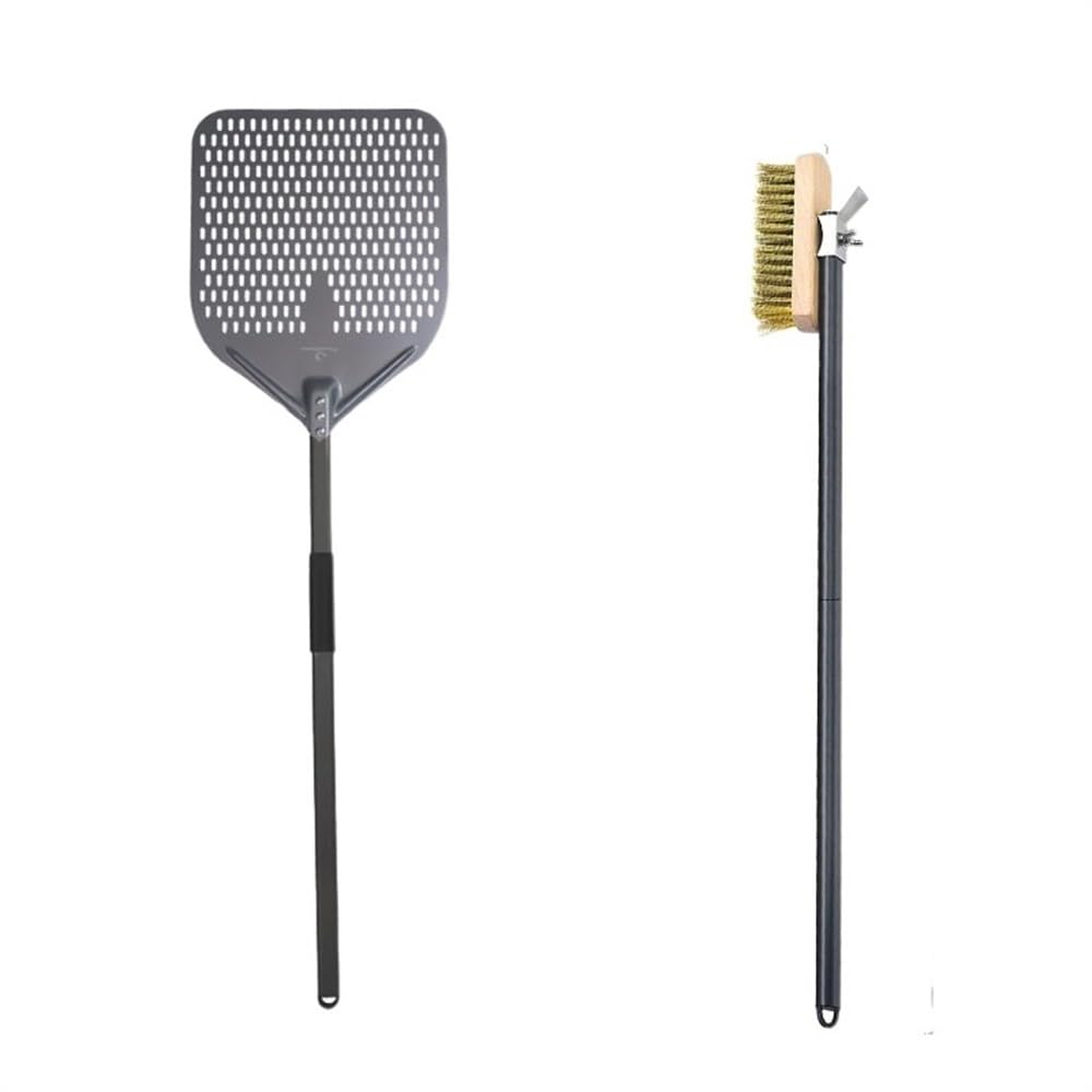 Łopatka do pizzy 102 cm aluminiowa twarda powłoka perforowana długa skala pizzy prostokątna łopatka do pizzy zdejmowana taca na narzędzia do pizzy. 35,5 cm 109 cm szczotka