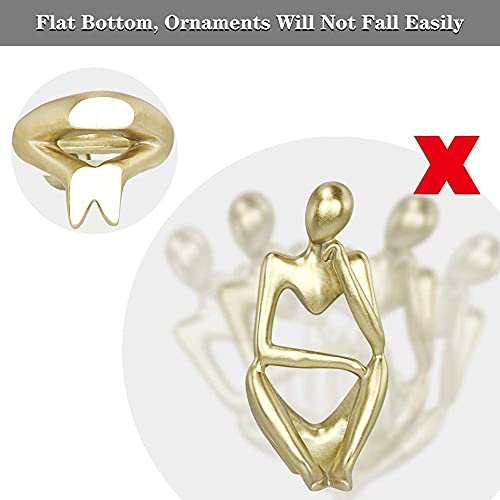 3Pcs - Mini 3''L X 2.5''W X 5.2''H Thinker Style Abstract Sculpture Decor (Golden) , H&W Collectible Figurines For Home Decor Accents, Living Room Bedroom Office Decoration, Book Shelf Tv Stand Décor #TOP7