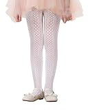 Century Star Girls Lace Stockings Kids Sheer Tights Fishnet Hollow Dance Patterned PantyhoseWhite 1-4 Years