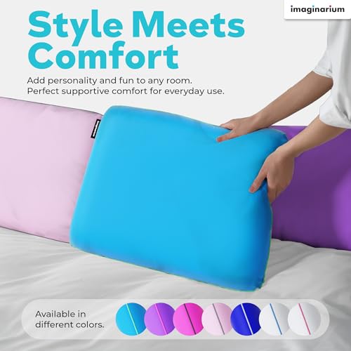 Image of Imaginarium Memory Foam Pillow for Bed - 16 inch x 24 inch Standard - Fun Decorative Colorful Pillow for Sleeping - Back, Stomach & Side Sleepers - Includes Cooling Cover (Party Pink)
