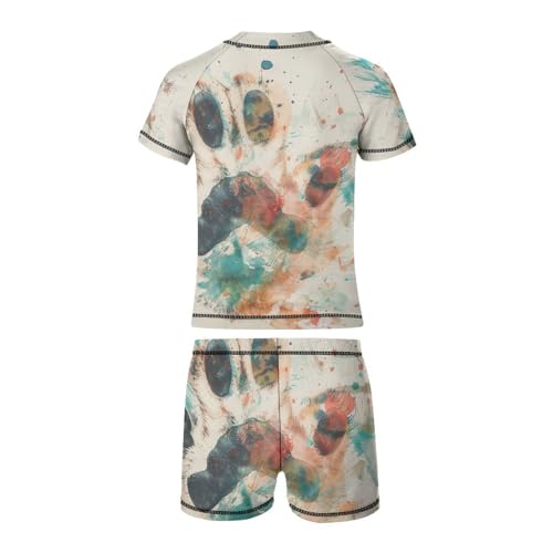 Kitten Cat Paw PrintChildren's Casual Swimsuit Set - Simple and Versatile10-12Y（150cm）3