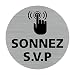 Plaque de porte Sonnez S.V.P. Plaque murale avec signalétique Sonnette. Plaque Aluminium - Adhésif aspect aluminium brossé