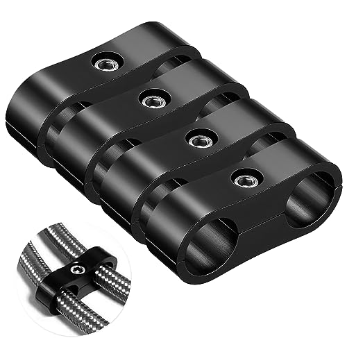 Colliers Séparateur Tuyau Carburant JNNJ - 2 Pièces AN6 Aluminium - Pour Conduites 14mm - Noir
