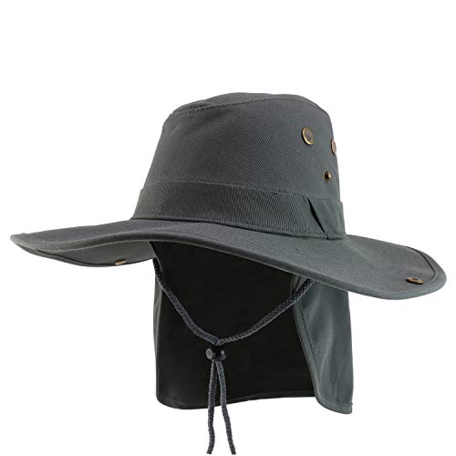 Trendy Apparel Shop XXL Oversize Cowboy Style Cap with Neck Flap - Dark Grey - 2XL-3XL
