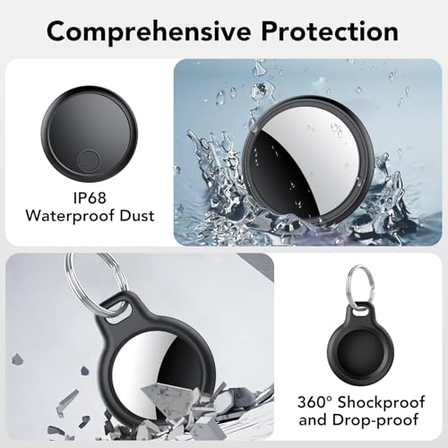 Image of Air Tracker Tags-4 Pack for Apple Find My (iOS Only), Bluetooth Tracker Tags for Keys Wallet Luggage Backpack, Smart Tag for iPhone iPad, 100dB Alerts, 2-Year Battery, IP68 Waterproof, with Holder