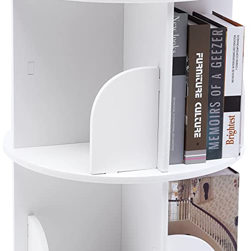 Fichiouy 3/5 Tier 360°Rotating Stackable Bookshelf Organizer, Pvc Counter Bookcase Desktop Shelves For Bedroom Living Room Office (White 3-Layer) #TOP5