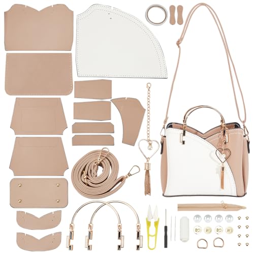 WADORN Kit de Fabrication de Sac à Bandoulière et à Main en Cuir PU pour Femme - Mode Fait à la Main avec Poignée Supérieure, Blé