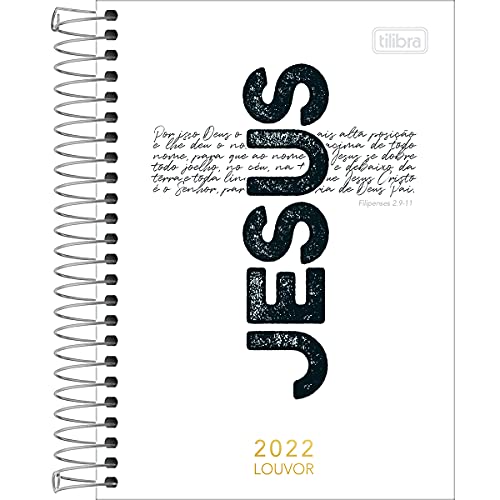 Agenda Espiral Diária 12,9 x 18,7 cm Louvor 2022 - Estampa Cruz jesus fundo branco - Tilibra