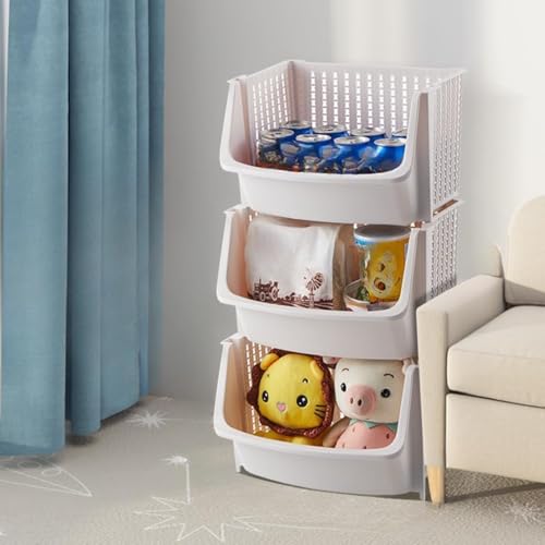kxptso 収納ワゴン 絵本棚 食品棚 おもちゃ棚 可愛い 大容量キッズ収納 おもちゃ収納ワゴン 収納バスケット 収納ラック スナックの保管 絵本棚子供部屋小物雑誌収納 おもちゃ箱 プレゼントバスケット (ホワイト 3層)