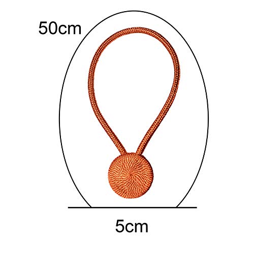 Alzapaños magnéticos para cortinas OUdini, pack de 4 lazos de cuerda color naranja 4