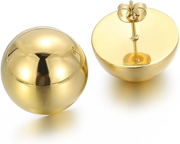 Gold Silver Half Ball Stud Earrings High Polished Round Earrings Trendy Jewelry for Women 20mm/18MM/16MM/12MM Balls