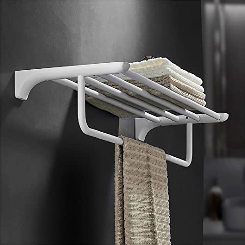 Porte-serviette double mural en inox blanc 60cm pour rangement optimisé de salle de bain - 6