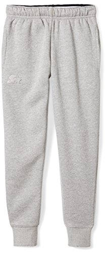 Starter Girls' Jogger Sweatpants with Pockets, Amazon Exclusive, Vapor Grey Heather with Embroidered Logo, M (7/8)