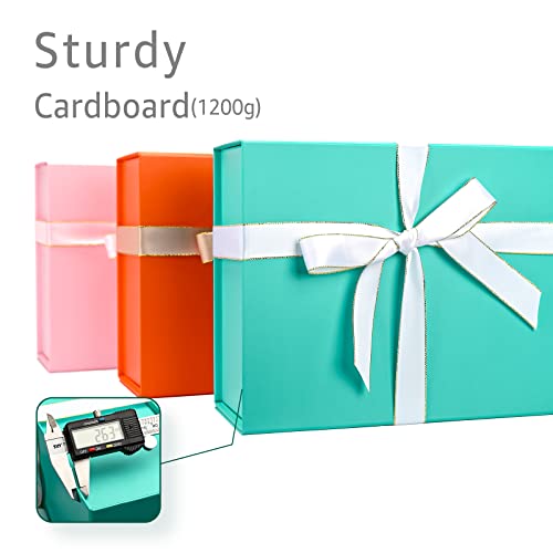 Image of LIFELUM Large Gift Boxes with Lids,5 Pack 13.85 x 8.35 x 4.45 inch Rectangle Collapsible Gift Boxes with Ribbon,Card,Shredded Paper Filler Christmas,Birthdays