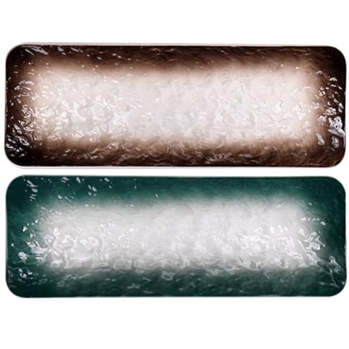 Set 2 platos rectangulares de cerámica estilo japonés miniatura 1