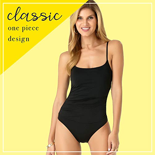 Anne Cole Women's Shirred Classic Lingerie One Piece Swimsuit, Black, 6 #TOP4
