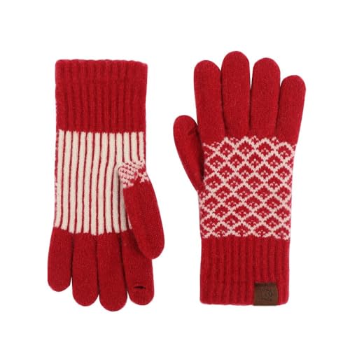 Gants d'hiver tricotés course à pied et vélo enfants avec motif diamant