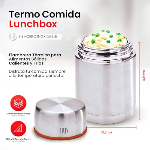 Termo para comida IRIS BARCELONA de acero inoxidable con doble tapa y 0,5 litros 3