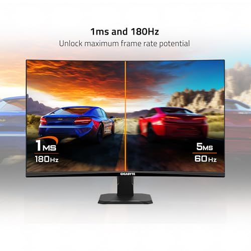 Image of GIGABYTE GS27FC 27 inch 180Hz 1080P Gaming Monitor, 1920 x 1080 VA 1500R Display, 1ms (MPRT) Response Time, HDR Ready, FreeSync Premium, 1x Display Port 1.4, 2X HDMI 2.0 (GS27FC US)