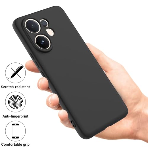 Image of DIZORO Microfiber Candy Back Cover Case for Vivo V60 5G / V60e 5G / Vivo T4 Pro 5G Soft Silicone Rubberized Case with Camera Protection (TPU, Black)