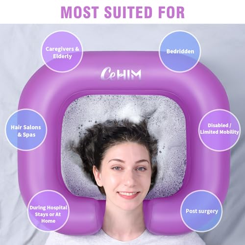 Cehim Inflatable Shampoo Basin - Portable Shampoo Bowl, Hair Washing Basin for Bedridden, Disabled,Injured, Hair Wash Tub for Dreadlocks and at Home Sink Washing (Purple) by Cehim - Image 7