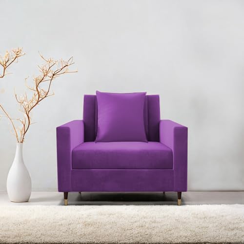 Image of Casaliving Garcia 1 Seater Sofa Set for Living Room (Purple in Colour) Premium Fabric Sofa